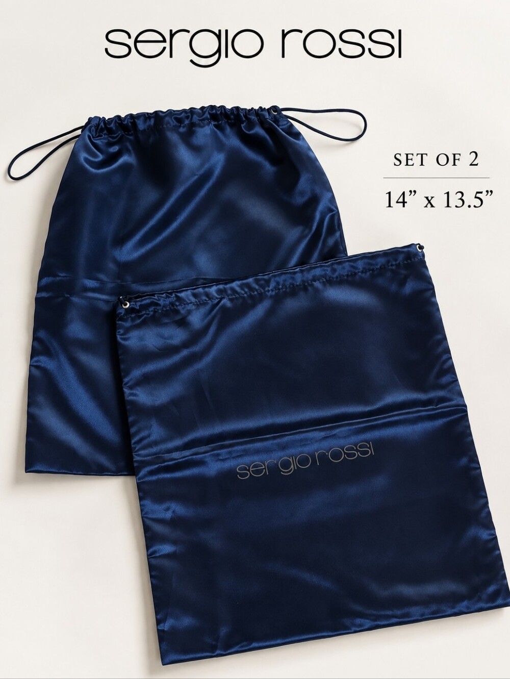Sergio Rossi Set of 2 Navy Blue Dust Bags 14.5” x 13.5”